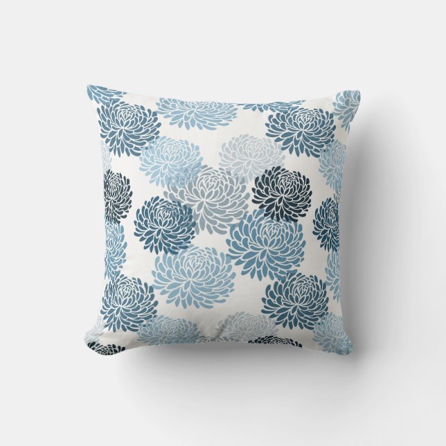 Cojín Decorativo Floral azul elegante (Anverso)