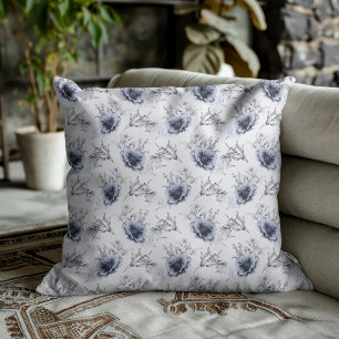 Cojín Decorativo Floral Azul Elegante