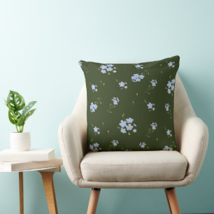 Cojín Decorativo Floral azul en fondo rico
