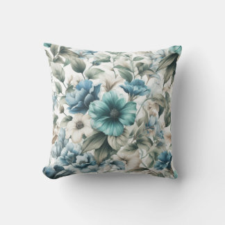 Cojín Decorativo Floral azul moderno elegante
