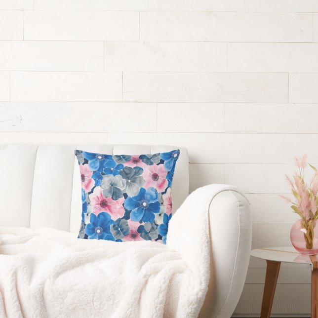 Cojín Decorativo Floral azul rosa de moda (Sofá)