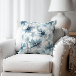 Cojín Decorativo Floral Azul Rústico