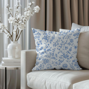 Cojín Decorativo Floral Azul Toile Francés