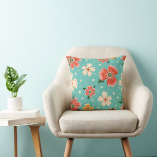 Cojín Decorativo Floral Azul Tropical