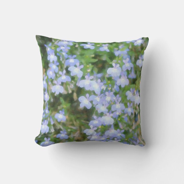 Cojín decorativo Floral Azul y Banda Azul (Anverso)