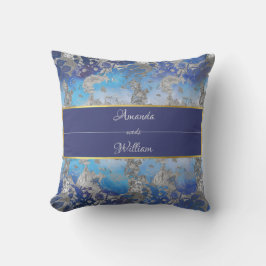 Cojín Decorativo Floral azul y blanca