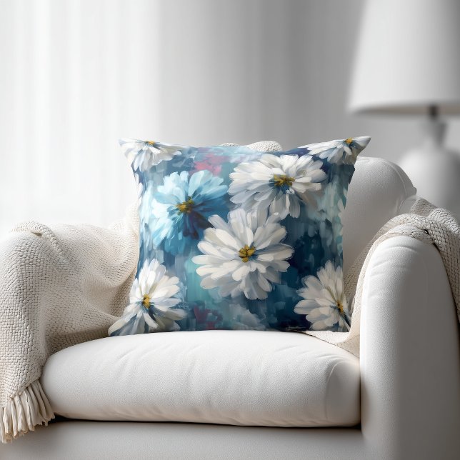 Cojín Decorativo Floral Azul y Blanco (Subido por el creador)