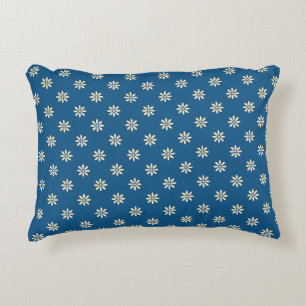 Cojín Decorativo Floral Azul y Blanco 