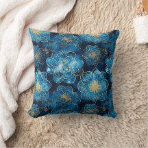 Floral azul y dorado elegante - Botánica elegante