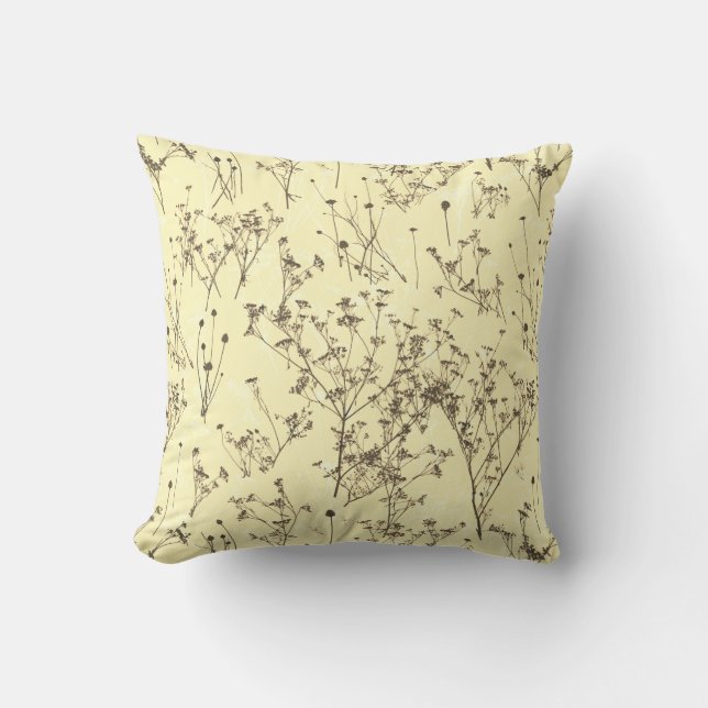 Cojín Decorativo Floral beige de crema marrón abstracta moderna (Anverso)