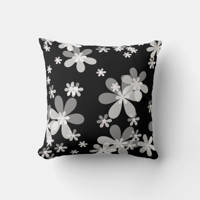 Cojín Decorativo floral blanca negra (Anverso)