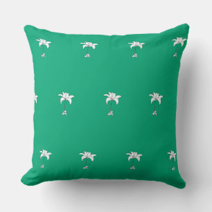 Cojín Decorativo Floral blanca Repetir verde