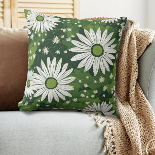 Cojín Decorativo Floral blanca verde moderna
