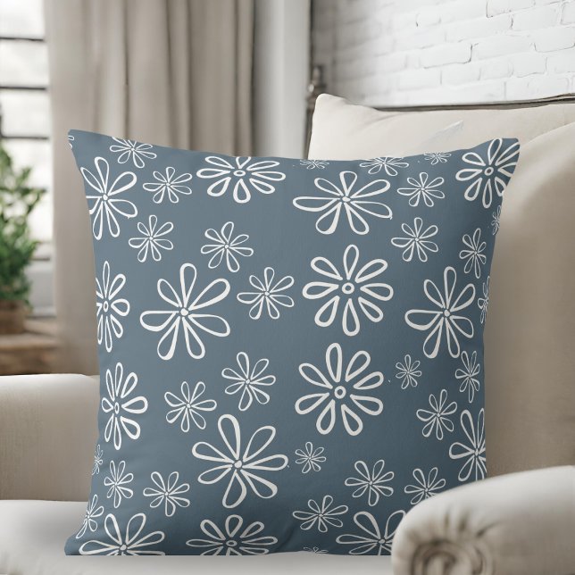 Cojín Decorativo Floral blanca y azul de pizarra con estilo (Subido por el creador)
