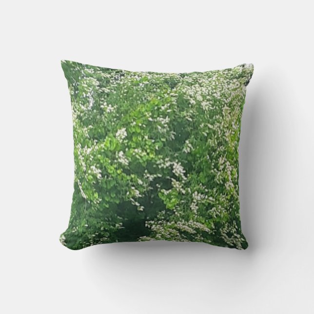 Cojín decorativo floral blanco (Anverso)