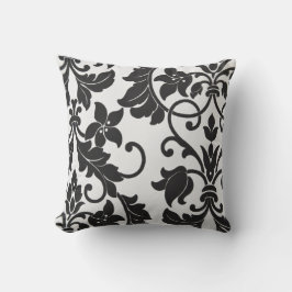 Cojín decorativo floral blanco y negro