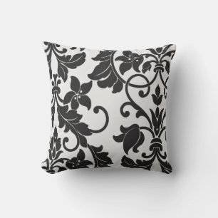 Cojín decorativo floral blanco y negro