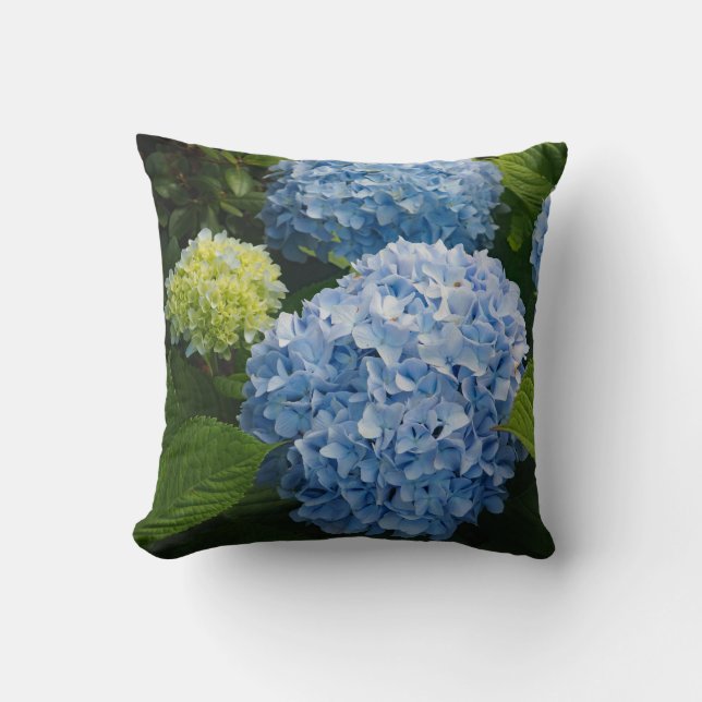 Cojín Decorativo Floral Blue Hydrangea Photo (Anverso)