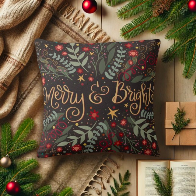 Cojín Decorativo Floral Bonito de Navidades merry y brillantes (Subido por el creador)