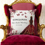 Cojín Decorativo Floral Borgoña Princesa Quinceanera Cumpleaños<br><div class="desc">El Cojín decorativo de cumpleaños de la floral princesa de Borgoña Quinceañera le da un toque de elegancia a su celebración. Con un rico fondo burdeos con delicados acentos florales, esta almohada se complementa perfectamente con una quinceañera temática a la princesa. Personalizado con el nombre o los detalles del evento,...</div>