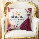 Cojín Decorativo Floral Borgoña Princesa Quinceanera Cumpleaños<br><div class="desc">El Cojín decorativo de cumpleaños de la floral princesa de Borgoña Quinceañera le da un toque de elegancia a su celebración. Con un rico fondo burdeos con delicados acentos florales, esta almohada se complementa perfectamente con una quinceañera temática a la princesa. Personalizado con el nombre o los detalles del evento,...</div>