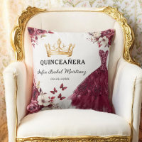 Floral Borgoña Princesa Quinceanera Cumpleaños