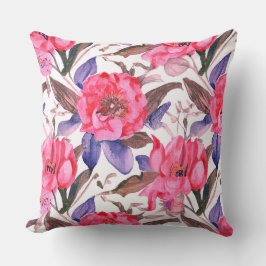 Cojín Decorativo Floral botanical pink and purple pattern