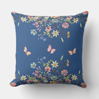 Cojín Decorativo Floral Botánico Azul