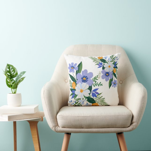 Cojín Decorativo Floral Bouquet Purple Naranja (Silla)