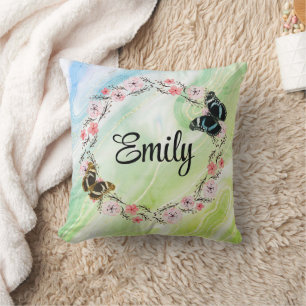 Cojín Decorativo Floral bouquet romantic serenity butterflies