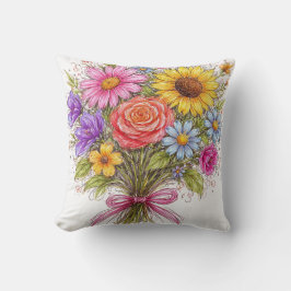 Cojín Decorativo Floral Bouquet - Scribbled Style Art