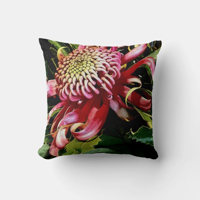 Cojín Decorativo Floral "Brillantemente roja" (Anverso)