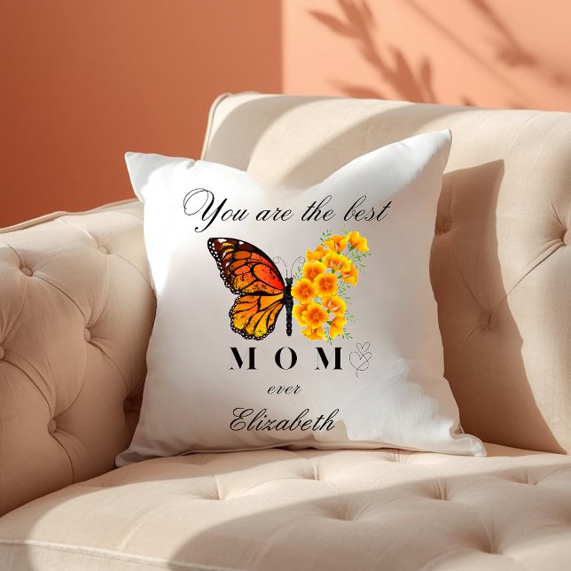 Cojín Decorativo Floral Butterfly Mother's Day Personalized Pillow (Subido por el creador)