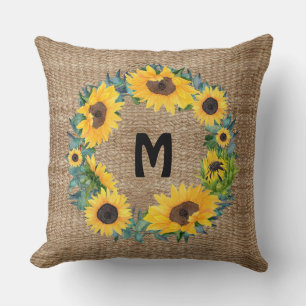 Cojín Decorativo Floral Campestre Moderno Girasol Personalizable