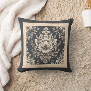 Cojín Decorativo Floral carbón y beige