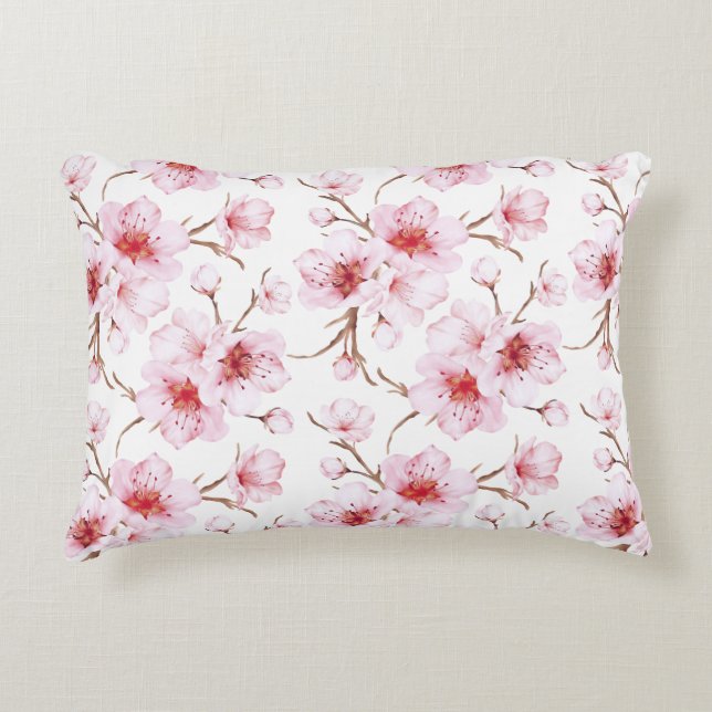 Cojín Decorativo Floral Cherry Blossoms Pink White (Anverso)