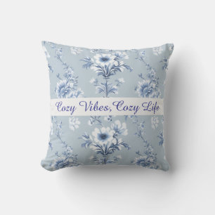 Cojín Decorativo Floral Chinoiserie Blue Toile con texto personaliz