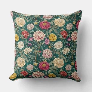 Cojín Decorativo Floral Chinoiserie Verde Vintage