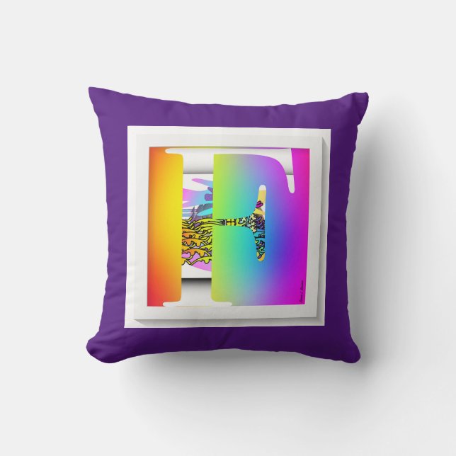 COJÍN DECORATIVO FLORAL CLÁSICA MONOGRAM INICIAL F (Anverso)