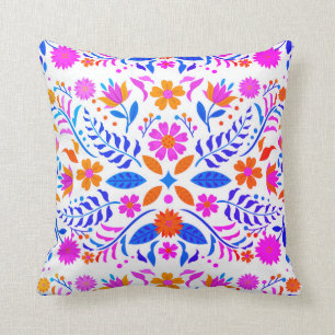 Cojín Decorativo Floral colorida mexicana
