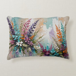Cojín Decorativo Floral colorida sobre lavanda blanca beige azul