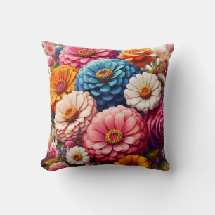 Cojín Decorativo Floral colorida/zinnia de primavera/Rosa