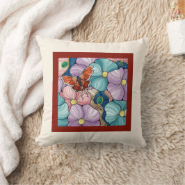 Cojín Decorativo Floral con mariposa