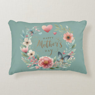 Cojín Decorativo Floral con mariposa feliz día de la madre