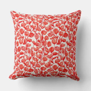 Cojín Decorativo Floral con patrón rojo