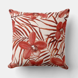 Cojín Decorativo Floral con patrón rojo