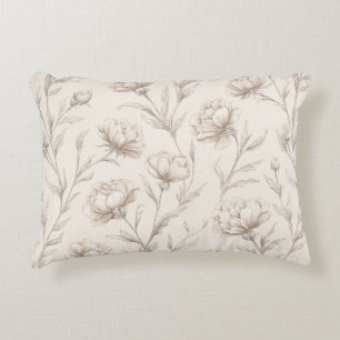Cojín Decorativo Floral Crema Marrón Cacao