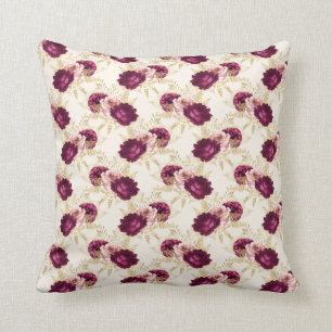 Cojín Decorativo Floral crema rosa borgoñona   