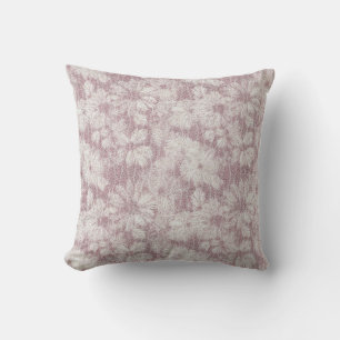 Cojín Decorativo Floral Daisy Terciopelo Rosa Polvoriento