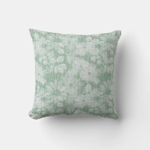 Cojín Decorativo Floral Daisy Terciopelo Verde Menta
